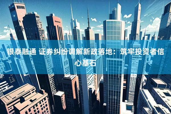银泰融通 证券纠纷调解新政落地：筑牢投资者信心基石